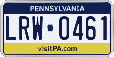 PA license plate LRW0461