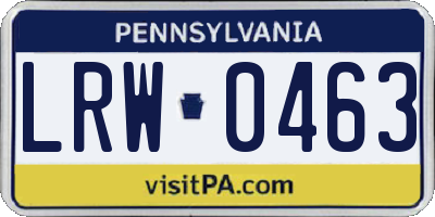 PA license plate LRW0463
