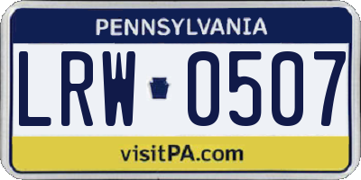 PA license plate LRW0507