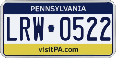 PA license plate LRW0522