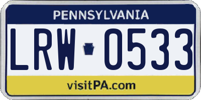 PA license plate LRW0533