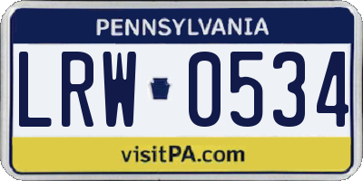 PA license plate LRW0534