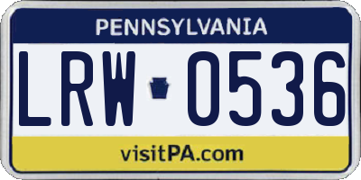 PA license plate LRW0536