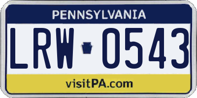 PA license plate LRW0543
