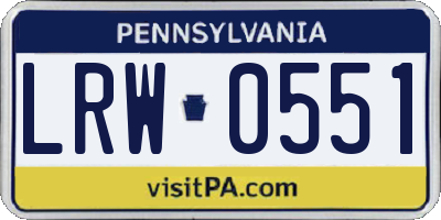 PA license plate LRW0551