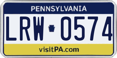PA license plate LRW0574