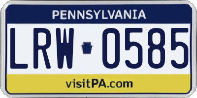 PA license plate LRW0585