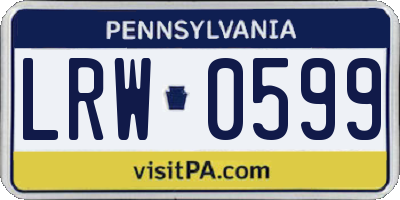 PA license plate LRW0599
