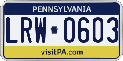 PA license plate LRW0603