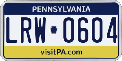 PA license plate LRW0604