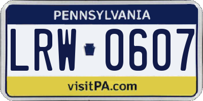 PA license plate LRW0607