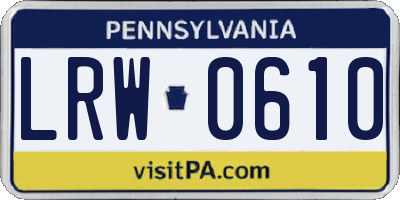 PA license plate LRW0610