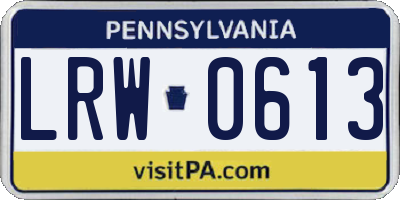 PA license plate LRW0613