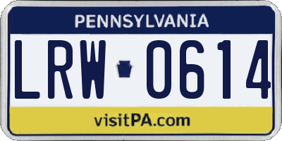 PA license plate LRW0614