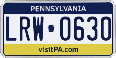 PA license plate LRW0630