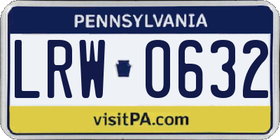 PA license plate LRW0632
