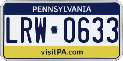 PA license plate LRW0633