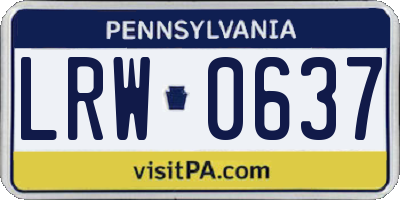 PA license plate LRW0637