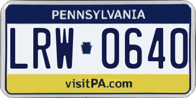 PA license plate LRW0640