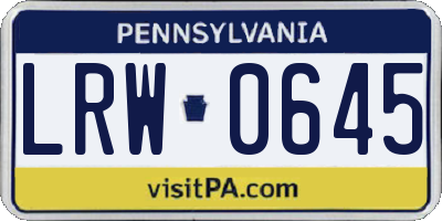 PA license plate LRW0645