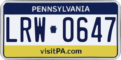 PA license plate LRW0647