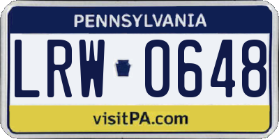 PA license plate LRW0648