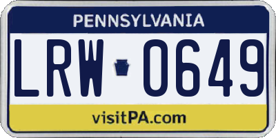 PA license plate LRW0649