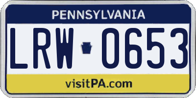 PA license plate LRW0653
