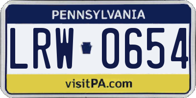 PA license plate LRW0654