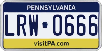PA license plate LRW0666