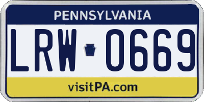 PA license plate LRW0669