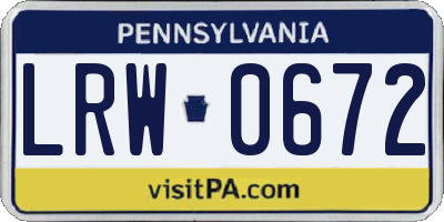 PA license plate LRW0672