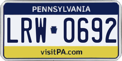PA license plate LRW0692