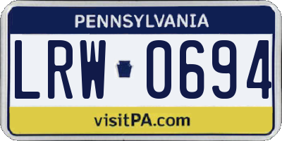 PA license plate LRW0694