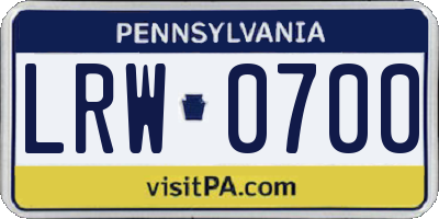 PA license plate LRW0700