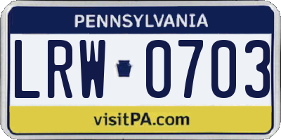 PA license plate LRW0703