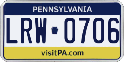 PA license plate LRW0706