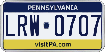 PA license plate LRW0707