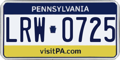 PA license plate LRW0725