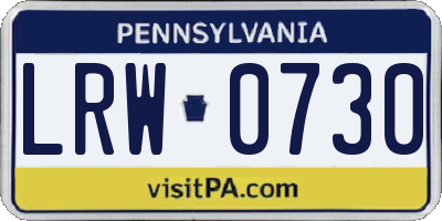 PA license plate LRW0730