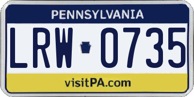 PA license plate LRW0735