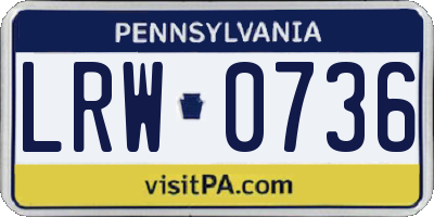 PA license plate LRW0736