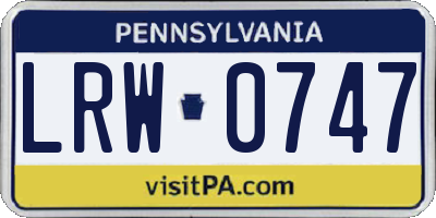 PA license plate LRW0747