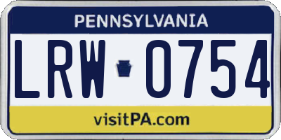 PA license plate LRW0754
