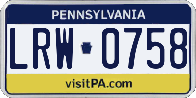 PA license plate LRW0758