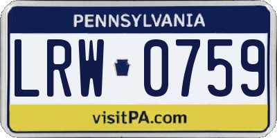 PA license plate LRW0759