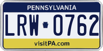 PA license plate LRW0762
