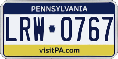 PA license plate LRW0767