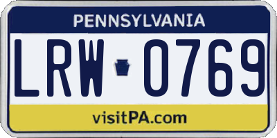 PA license plate LRW0769