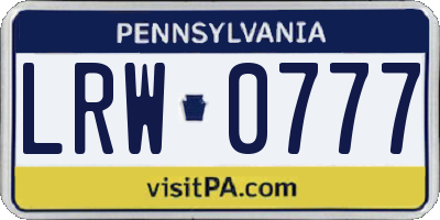 PA license plate LRW0777